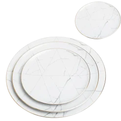 Assiettes Marbre Filet Or