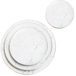 Assiettes Marbre Filet Or