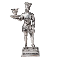 Bougeoir Les Amériques argent H 31 cm - L 11,5 cm - P 12 cm