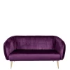 Canapé Juliette velours aubergine 78 x 165 cm H 85 cm