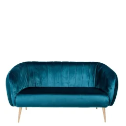 Canapé Juliette velours bleu vert 78 x 165 cm H 85 cm