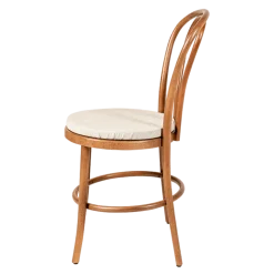 Chaise Bistrot teinte noyer avec galette lin ficelle