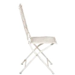 Chaise Chantilly vintage blanche en fer forgé
