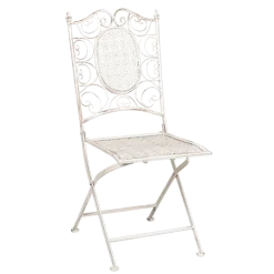 Chaise Chantilly vintage blanche en fer forgé