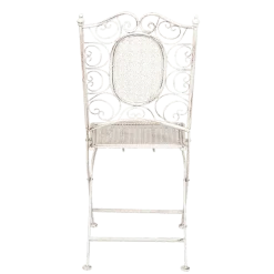 Chaise Chantilly vintage blanche en fer forgé