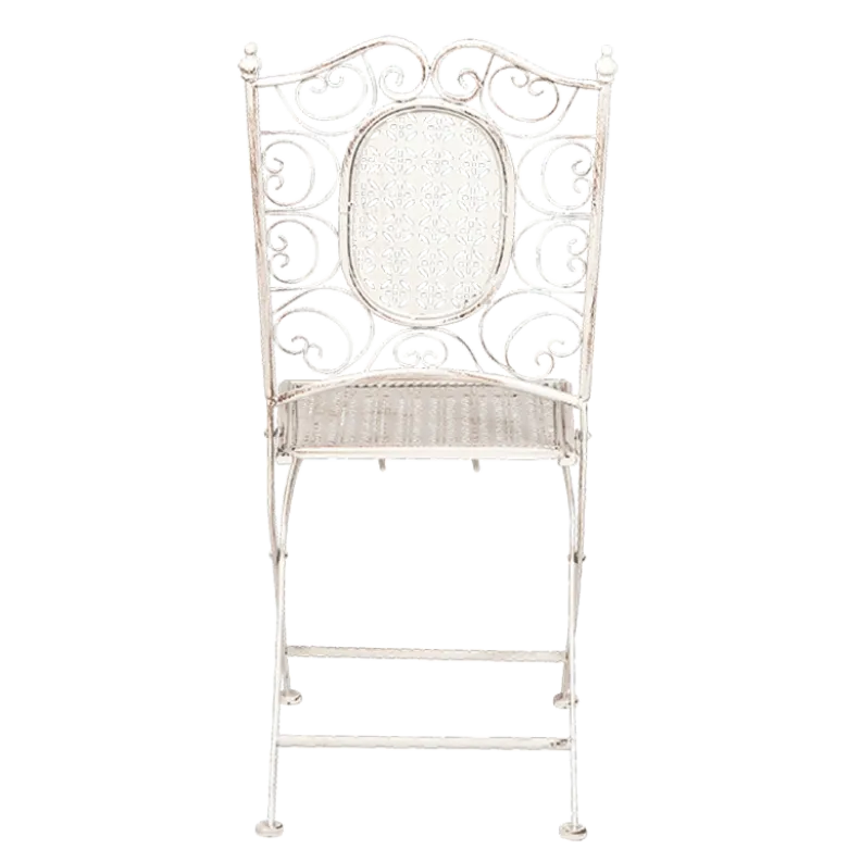 Chaise Chantilly vintage blanche en fer forgé