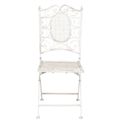 Chaise Chantilly vintage blanche en fer forgé