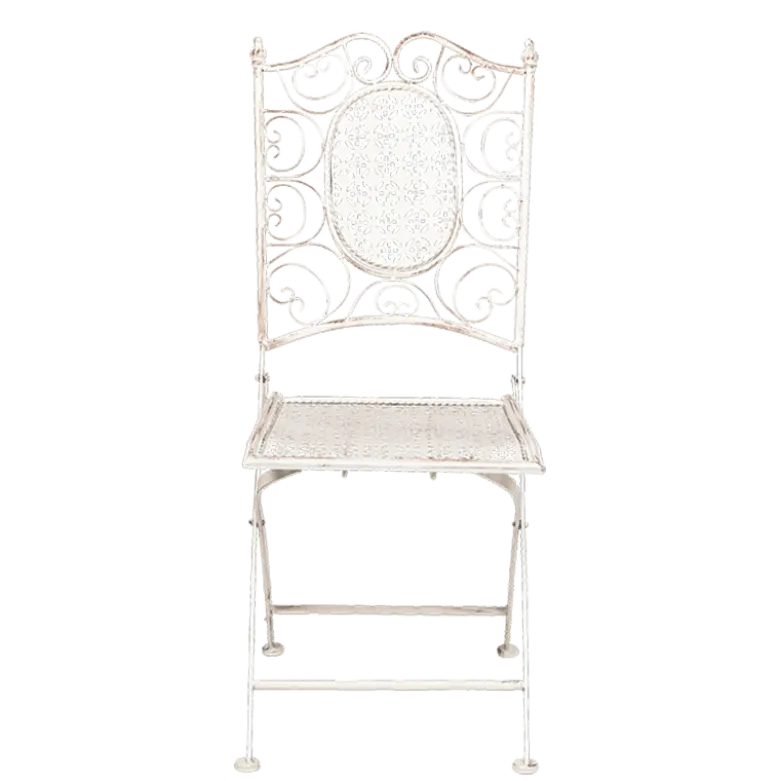 Chaise Chantilly vintage blanche en fer forgé