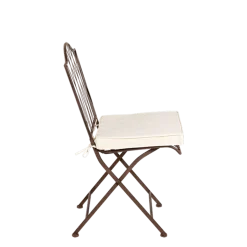 Chaise Florence en fer forgé avec coussin crème