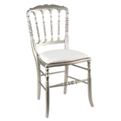 Chaise Napoléon III acier fixe chintz blanc