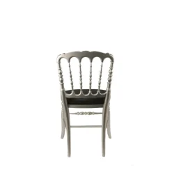Chaise Napoléon III acier fixe chintz noir