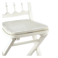 Chaise Napoléon III blanche pliante cannée