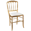 Chaise Napoléon III dorée fixe chintz blanc