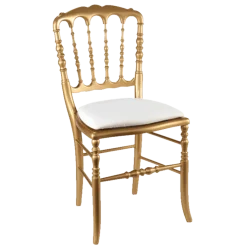 Chaise Napoléon III dorée fixe chintz blanc