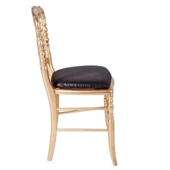 Chaise Napoléon III dorée fixe chintz noir