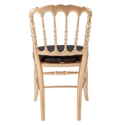 Chaise Napoléon III dorée fixe chintz noir