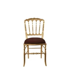 Chaise Napoléon III dorée fixe Toscane rouge Opéra