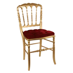 Chaise Napoléon III dorée fixe velours rouge