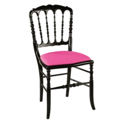 Chaise Napoléon III noire fixe Delhi fuchsia