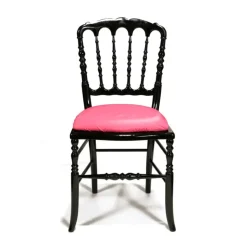 Chaise Napoléon III noire fixe Delhi fuchsia