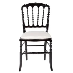 Chaise Napoléon III noire fixe chintz beige