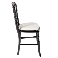 Chaise Napoléon III noire fixe chintz beige