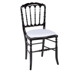 Chaise Napoléon III noire fixe chintz blanc