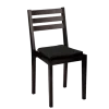 Chaise Pyramide noir mat avec assise velours noir ignifugée