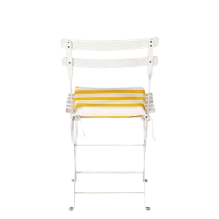 Chaise Trocadéro blanche avec assise rayée jaune