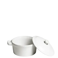 Cocotte individuelle blanche mat avec couvercle Ø 10 cm 25 cl
