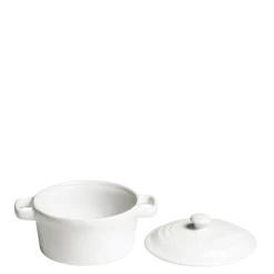 Cocotte individuelle blanche mat avec couvercle Ø 10 cm 25 cl