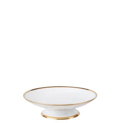 Compotier bas vintage blanc et doré Ø 21-26 cm H 4-6 cm