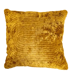 Coussin Onde velours moutarde 45 x 45 cm
