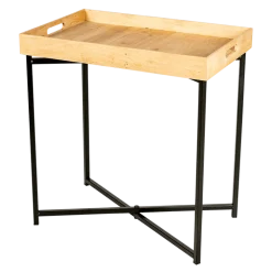 Desserte noire plateau bois 48 x 71 cm H 70 cm