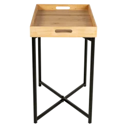 Desserte noire plateau bois 48 x 71 cm H 70 cm