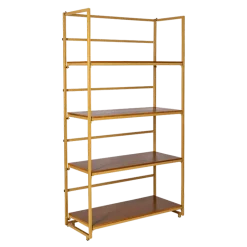 Etagère dorée et bois 40 x 100 cm H 180 cm