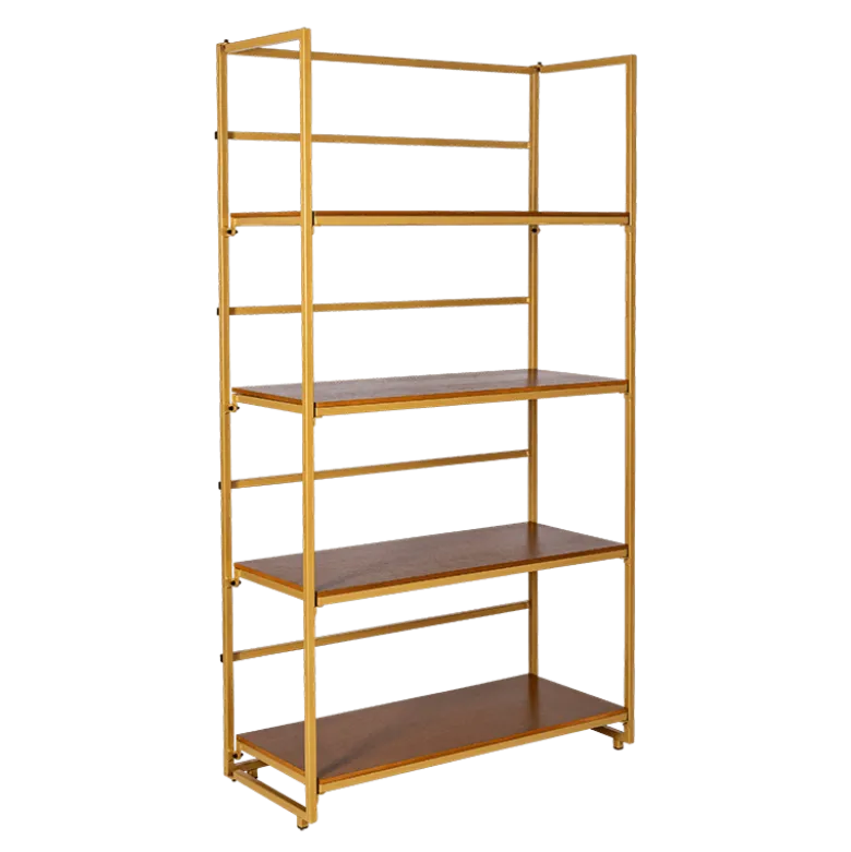 Etagère dorée et bois 40 x 100 cm H 180 cm