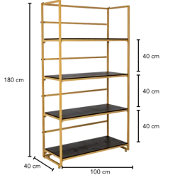 Etagère dorée et noire 40 x 100 cm H 180 cm