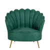 Fauteuil Coquillage velours vert 81 x 95 cm H 87 cm