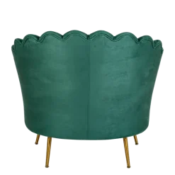 Fauteuil Coquillage velours vert 81 x 95 cm H 87 cm