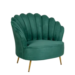 Fauteuil Coquillage velours vert 81 x 95 cm H 87 cm
