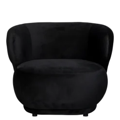 Fauteuil Elton velours noir M1 78 x 90 cm H 70 cm