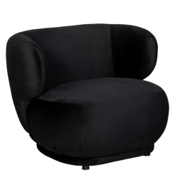 Fauteuil Elton velours noir M1 78 x 90 cm H 70 cm