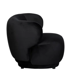 Fauteuil Elton velours noir M1 78 x 90 cm H 70 cm