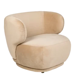 Fauteuil Elton velours taupe 78 x 90 cm H 70 cm