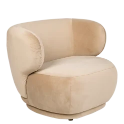Fauteuil Elton velours taupe M1 78 x 90 cm H 70 cm