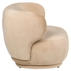 Fauteuil Elton velours taupe M1 78 x 90 cm H 70 cm
