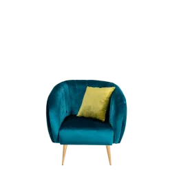 Fauteuil Juliette velours bleu vert 78 x 84 cm H 85 cm
