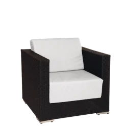 Fauteuil Lounge tressé gris 80 x 80 cm H 67 cm