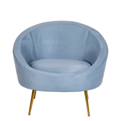 Fauteuil Sofia velours bleu 92 x 82 cm H 78 cm